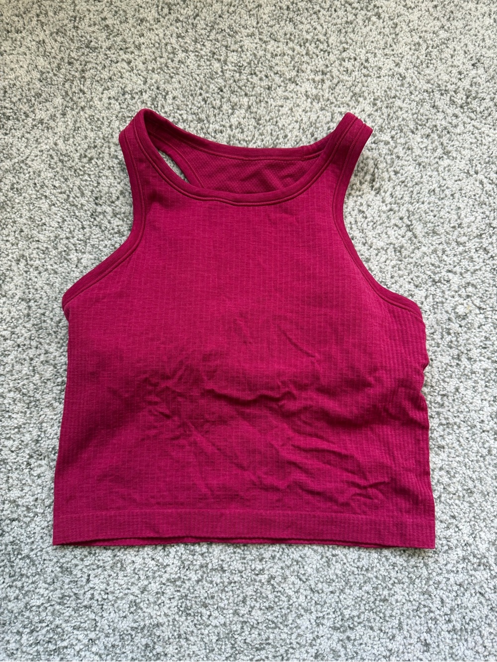Lululemon-Ribbed Racerback Crop Tank Top - Berry Pink